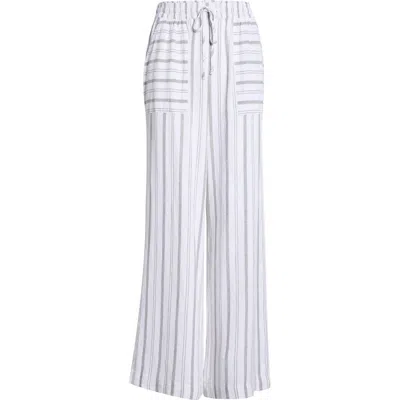 Splendid Stella Stripe Linen Blend Paperbag Pants In White