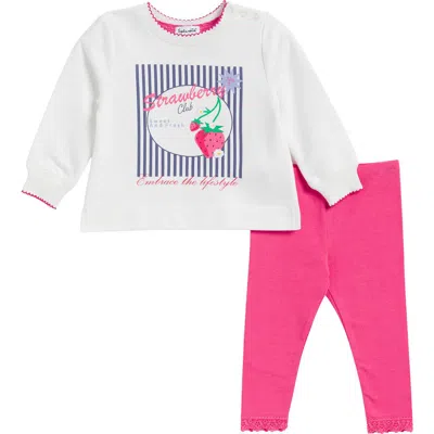Splendid Babies'  Strawberry Club Graphic Sweatshirt & Leggings Set In Pink