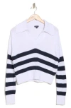Splendid Stripe Cotton Polo Sweater In Navy Stripe