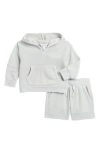 Splendid Stripe Hoodie & Sweat Shorts Set In Gray