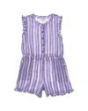 Splendid Stripe Linen-blend Romper In Purple