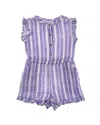 Splendid Stripe Linen-blend Romper In Purple