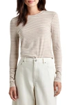 Splendid Striped Long Sleeve Tee In Pale Oak/tawny Heather Stripe
