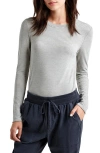 Splendid Stripe Long Sleeve T-shirt In Tawny/heather Fog Stripe