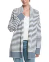 Splendid Stripe Open Front Cardigan In Blue