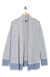 Splendid Stripe Open Front Cardigan In Blue