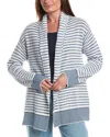 Splendid Stripe Open Front Cardigan In Blue