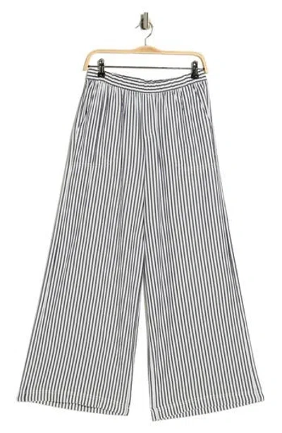 Splendid Stripe Palazzo Capri Pants In Blue