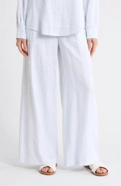 Splendid Stripe Palazzo Capri Pants In White