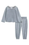Splendid Stripe Raglan Sleeve T-shirt & Joggers Set In Gray