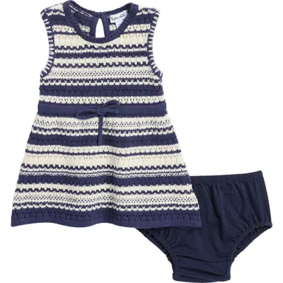 Splendid Babies'  Stripe Sweater Dress In Moonstone/navy