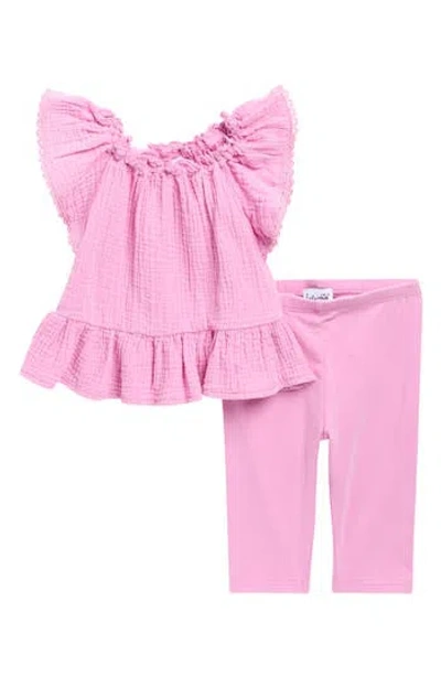 Splendid Babies'  Sun Gauze Top & Leggings Set In Pink