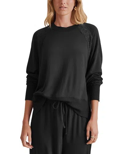 Splendid Supersoft Lace Trim Crewneck Sweater In Black