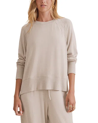 Splendid Supersoft Lace Trim Crewneck Sweater In White