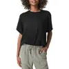 Splendid Supersoft Short Sleeve Sweatshirt In Blue