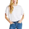 Splendid Supersoft Short Sleeve Sweatshirt In White