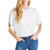 Splendid Supersoft Short Sleeve Sweatshirt In White