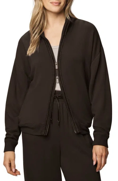 Splendid Supersoft Trim Detail Zip-up Sweatshirt In Multi