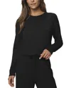 Splendid Supersoft Trim Pullover Sweatshirt In Black In Black