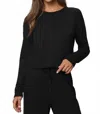Splendid Supersoft Trim Pullover Sweatshirt In Black In Black