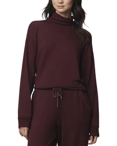 Splendid Supersoft Trim Turtleneck Top In Burgundy
