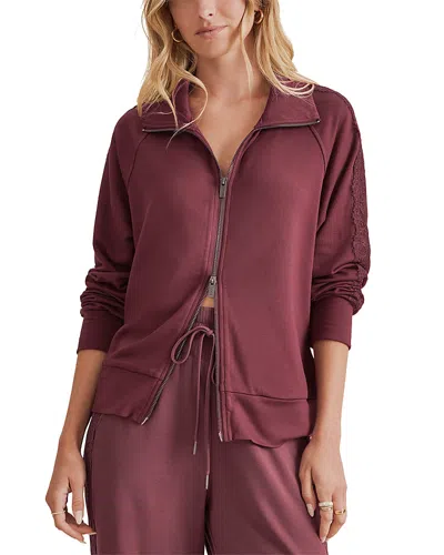 Splendid Supersoft Zip Up Sweatshirt In Burgundy