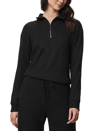 Splendid Sweater Soft Quarter Zip Sweatshirt In Black