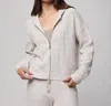 Splendid Sweatersoft Zip Hoodie In Pale Oak In White