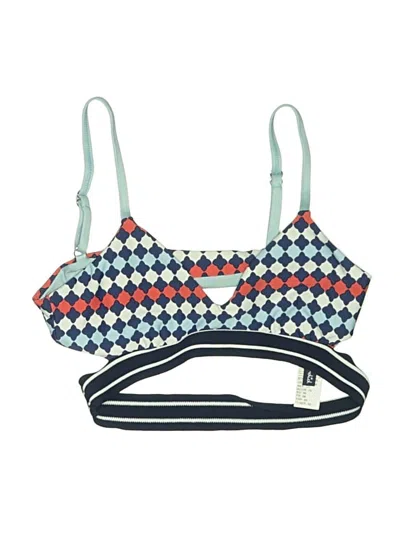 Pre-owned Splendid Swimsuit Top Blue Checkered/gingham Pattern Swimwear