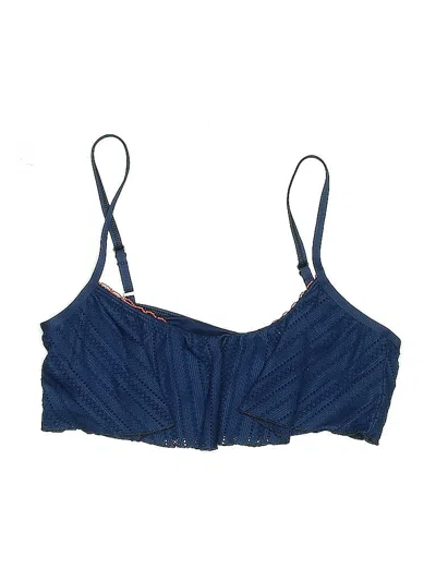 Pre-owned Splendid Swimsuit Top Blue Chevron/herringbone Pattern Swimwear