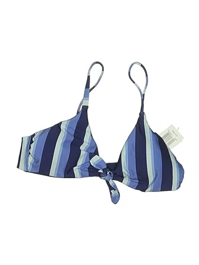 Splendid Swimsuit Top Blue Stripes Pattern Swimwear