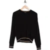 Splendid Syd Lurex Stripe Crewneck Sweater In Black/gold