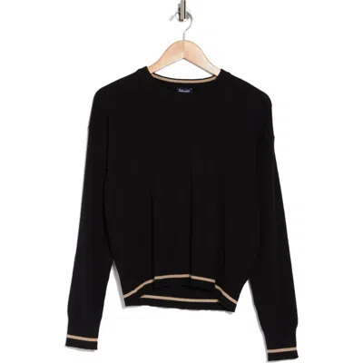 Splendid Syd Lurex Stripe Crewneck Sweater In Black/gold