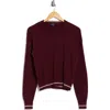 Splendid Syd Lurex Stripe Crew Sweater In Wine/plum