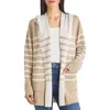 Splendid Syd Stripe Open Front Cardigan In Camel/ Oat