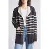 Splendid Syd Stripe Open Front Cardigan In Lead/oat