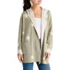 Splendid Sydney Reversible Hooded Cardigan In Olive/oat