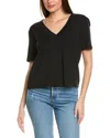 Splendid Lacey Relaxed V-neck T-shirt In Black