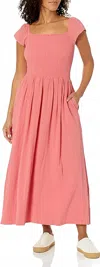 Splendid Tai Ruched Midi Dress In Guava Pink In Pink