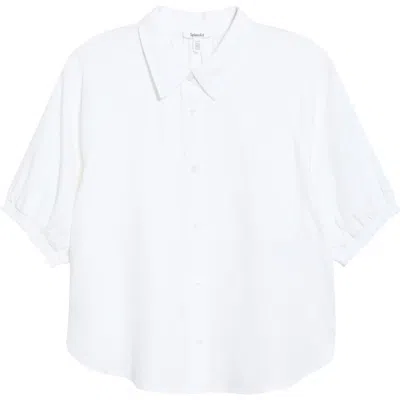 Splendid Talia Puff Sleeve Button-up Shirt In White