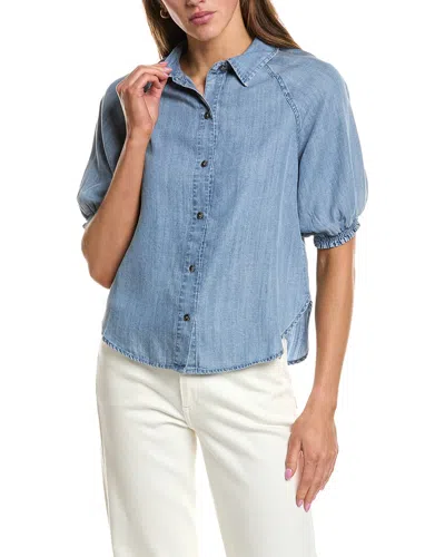 Splendid Talia Puff Sleeve Indigo Top In Blue