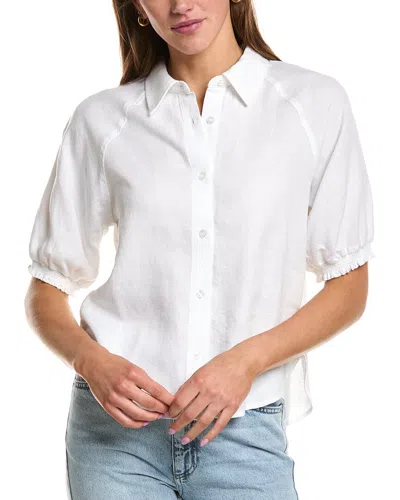 Splendid Talia Puff Sleeve Linen-blend Top In White