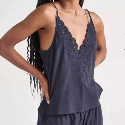 Splendid Taylor Eyelet Tank Top In Navy In Blue