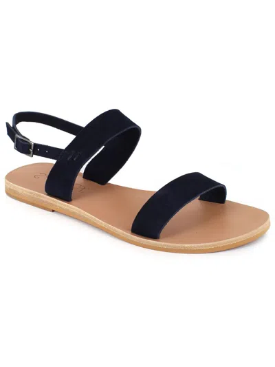 Splendid Terri Womens Faux Leather Flat Slingback Sandals In Blue