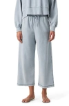 Splendid Terry Cloth Crop Wide Leg Pants In Blue