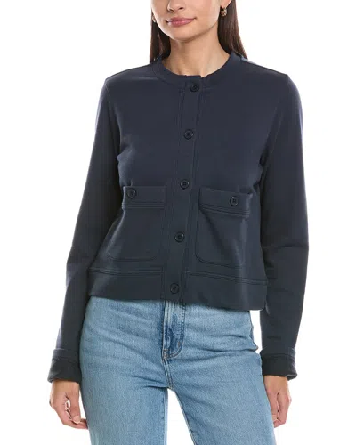 Splendid Terry Knit Collarless Jacket In Blue