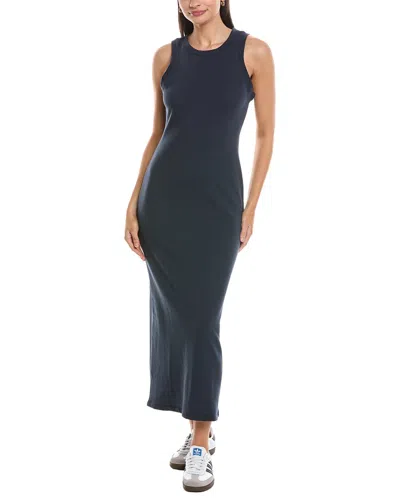 Splendid Terry Knit Cut Away Midi Dress In Black
