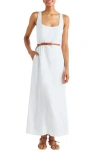 Splendid Womens Pocket Viscose Maxi Dress In White