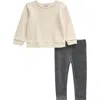 Splendid Textured Sweatshirt & Leggings Set In Vanilla