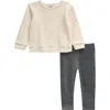 Splendid Textured Sweatshirt & Leggings Set In Vanilla